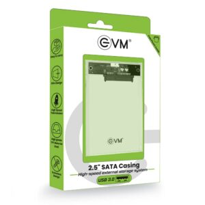 EVM 2.5" SATA SSD Casing USB 3.0 - Portable External Hard Drive/SSD Transparent Case Cover - Fast Transfer Speeds Upto 5Gbps, On-The-Go Storage & Data Backup (ESC-TP01)