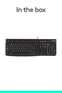 Logitech K120 Wired Keyboard for Windows, USB Plug-and-Play, Full-Size, Spill-Resistant, Curved Space Bar, Compatible with PC, Laptop
