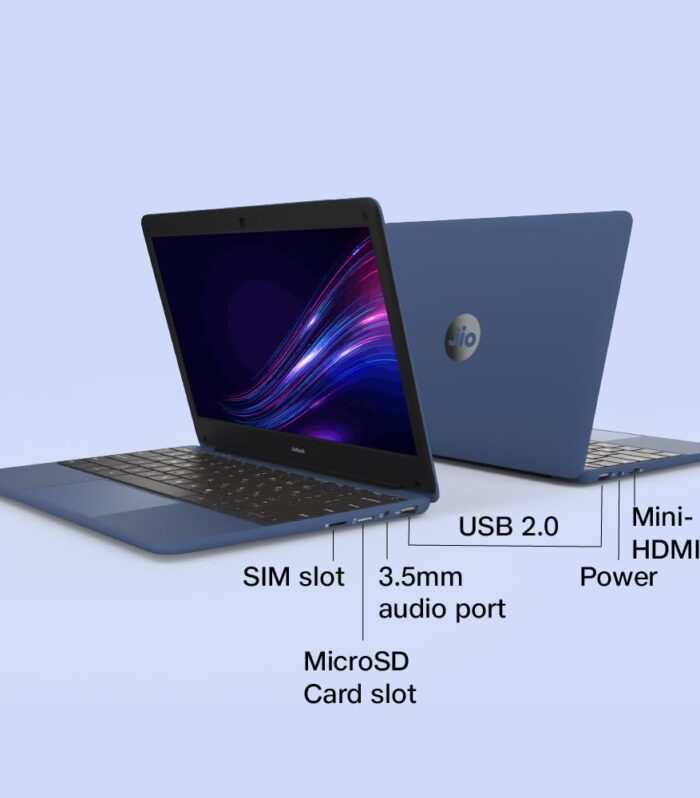 JioBook 11 with Lifetime Office | Android 4G Laptop Mediatek 8788 (JioOS) | Octa-core | 4GB RAM | 64 eMMC Storage | Thin and Light Laptop (11.6 inch, 990 Grams) | Dual Band WiFi + SIM | Blue