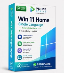 Prime Softly Win 11 Home Single Language Activation License Key | Genuine Software License | Quick Online Delivery | Single Device Activation