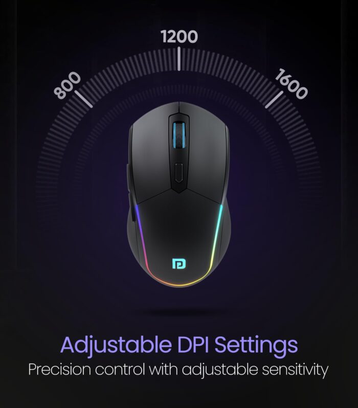 Portronics Toad One Bluetooth Mouse with 2.4 GHz & BT 5.3 Dual Wireless, 6 Buttons, Rechargeable, RGB Lights, Connect 3 Devices, Ergonomic Design for Laptop, Smartphone, Tablet (Black)
