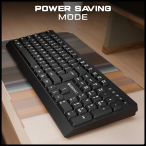 ZEBRONICS Wireless Keyboard, 2.4GHz, 104 Keys with 12 Multimedia Keys, UV-Coated Keycaps, Retractable Stand, On/Off Switch, Power Saving Mode, Plug & Play (Companion 116-K)