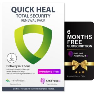 Quick Heal Total Security Renewal Gold Pack | 10 User, 1 Year | Existing 10 User Subscription Required | (SINGLE CODE) Email Delivery in 1hr | + 6 month AntiFraud.AI for IOS/Android