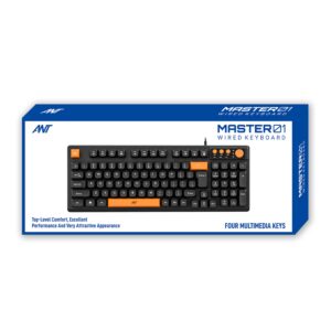 Ant Master 01 New Gen Full Size Wired Office Keyboard | 98 Keys Compact Layout with 4 Multimedia Keys | Membrane Switches | 5M Clicks Life | Windows/Mac/Linux Compatible – Black