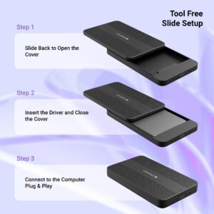 Zebronics 2.5" SSD/HDD Enclosure, Max. 6TB Storage, Upto 5Gbps Transfer Speed, Tool-Free Slide Design, Type-C 3.1 Gen 1 Connector, Windows, Mac, Linux Support (CSH501)