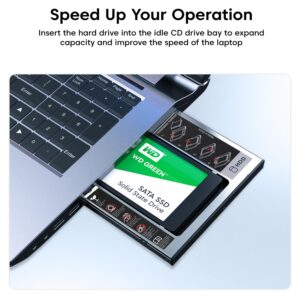 Sounce 9.5mm Optical Bay Hard Drive Caddy for SSD & HDD | 2nd Hard Drive Adapter for Laptop | SATA 2.5" HDD/SSD Enclosure | Expand & Upgrade Your Laptop Storage with Ease