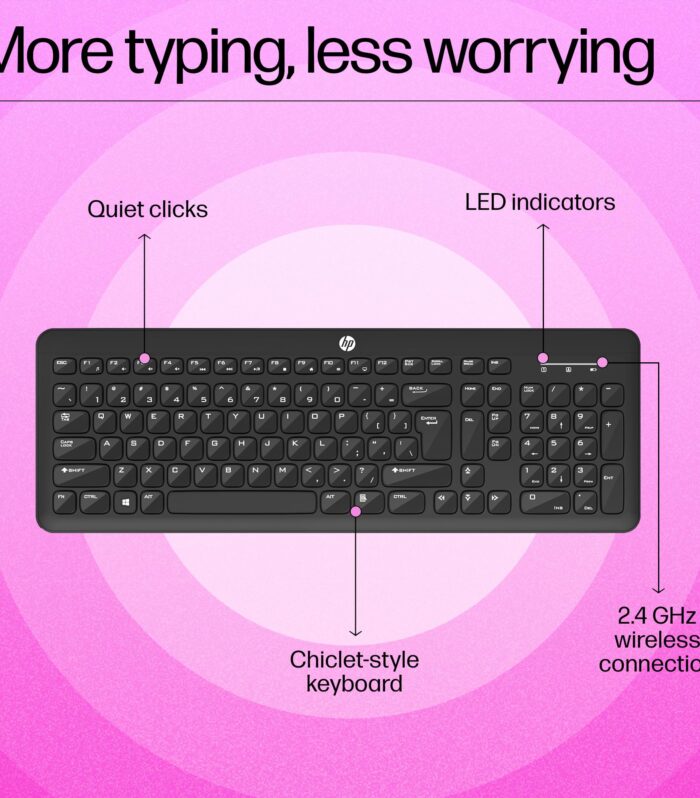 HP K260 Wireless Keyboard/Quick/Comfy/Accurate/Plug and Play/LED Indicators