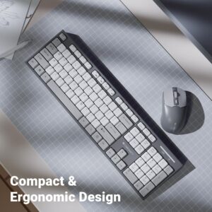 Zebronics Wireless Keyboard & Mouse Combo, 104 UV-Printed Keys, ₹ Key, 12 Multimedia Keys, Retractable Stand, 4 Button Mouse, 1600 DPI, High Precision, USB Nano Receiver (Companion 304, Grey)
