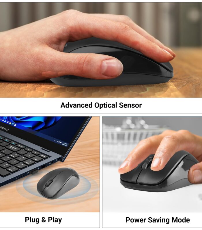 ZEBRONICS Companion 107 2.4GHz Wireless Keyboard & Mouse Combo, 104 Keys, UV Printed keycaps, 12 Integrated Multimedia Keys, 3 Button Mouse, 1200 DPI, High Precision, Advanced Optical Sensor (Black)